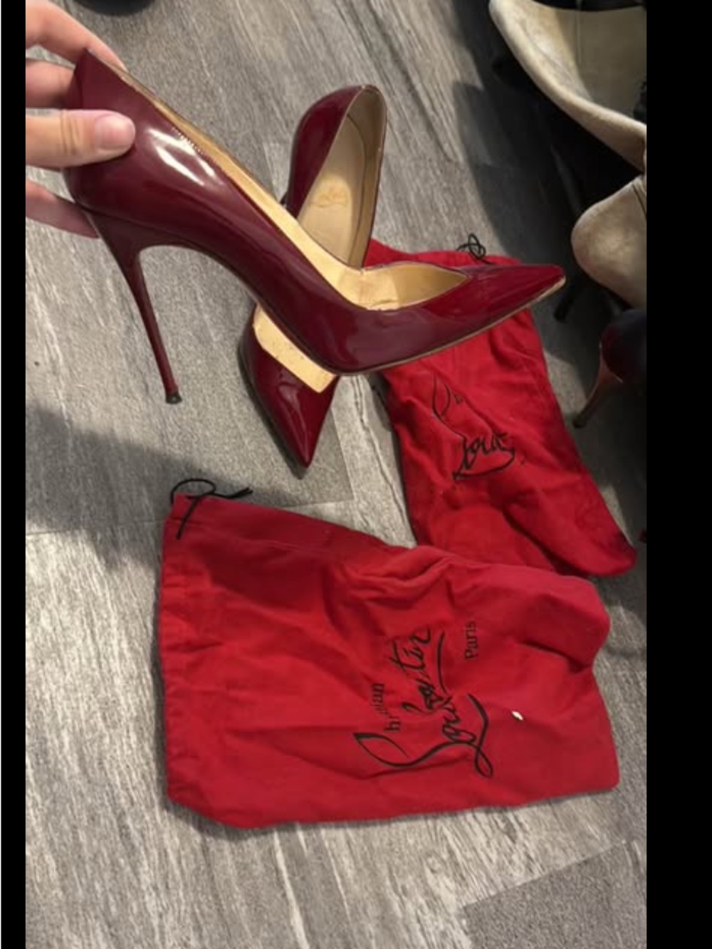 Christian Louboutin Burgundy Patent Stiletto Pumps